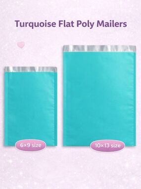 40 Turquoise Teal Flat Poly Mailers 20 6x9 + 20 10x13 Self Seal Shipping Bags